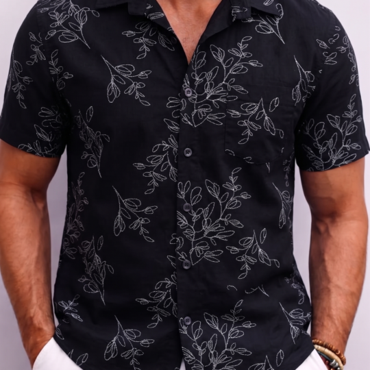 Black Floral Shirt for Men