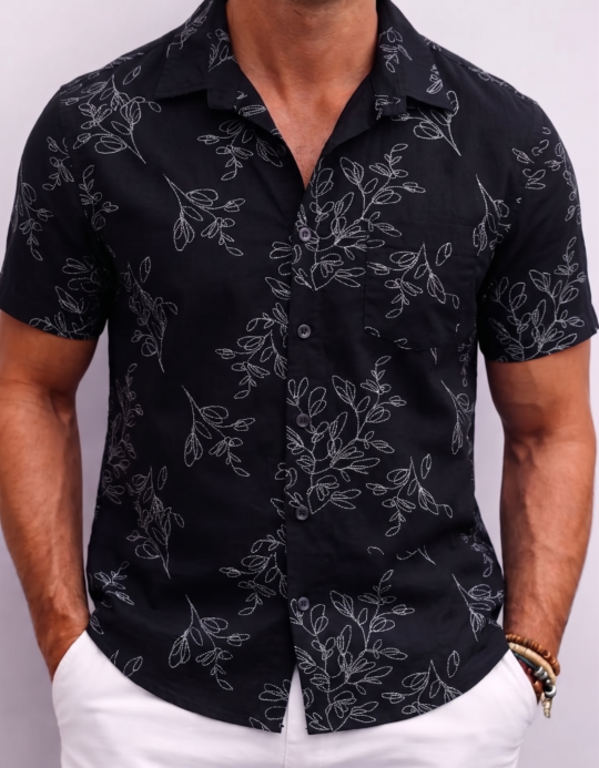 Black Floral Shirt for Men