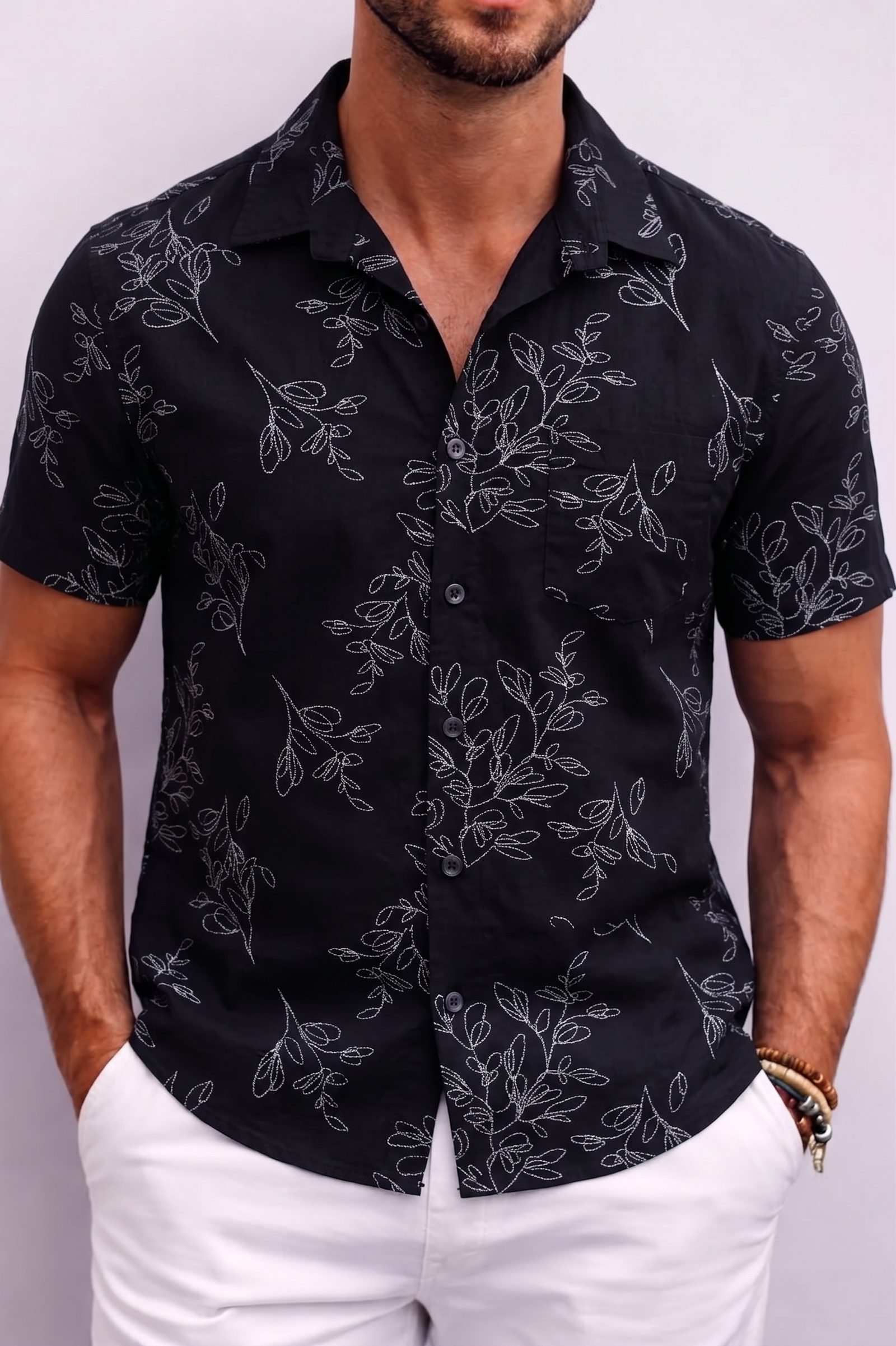 Black Floral Shirt for Men
