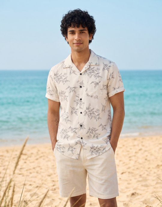 White Floral Shirt for Men