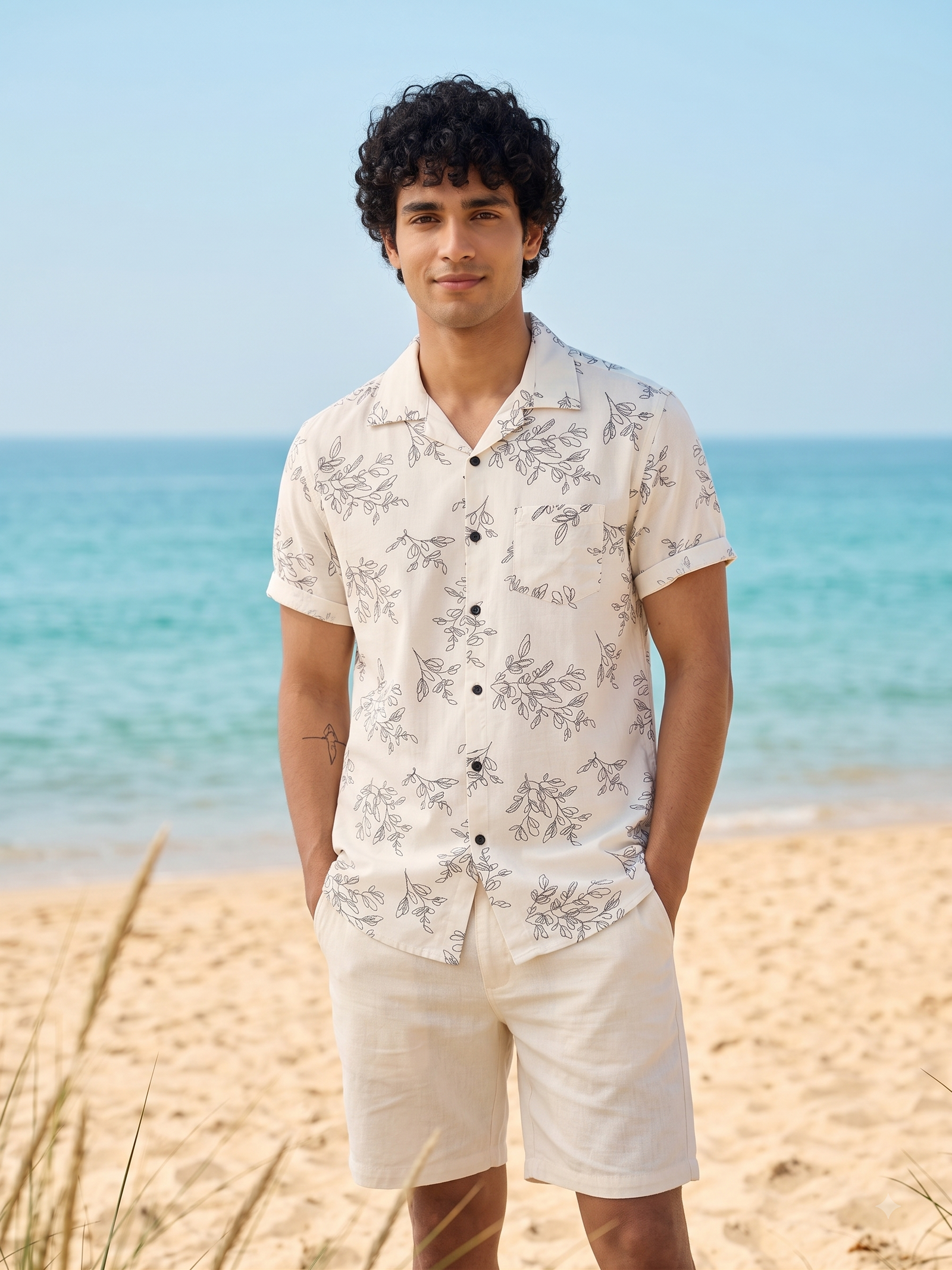 White Floral Shirt for Men