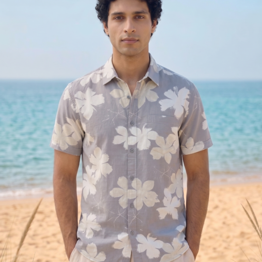 Lavender Floral Shirt for Men
