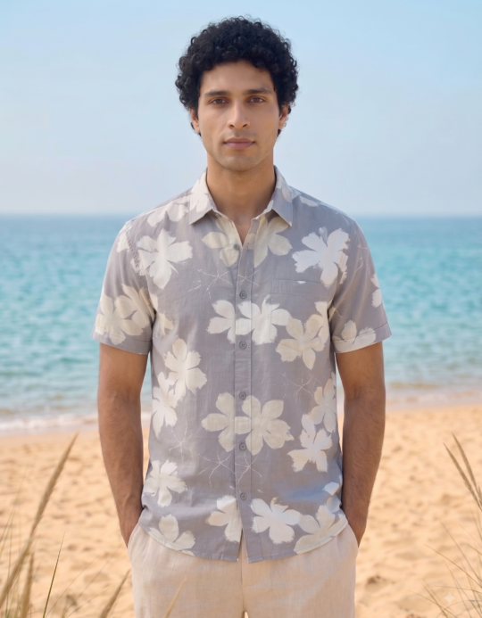 Lavender Floral Shirt for Men