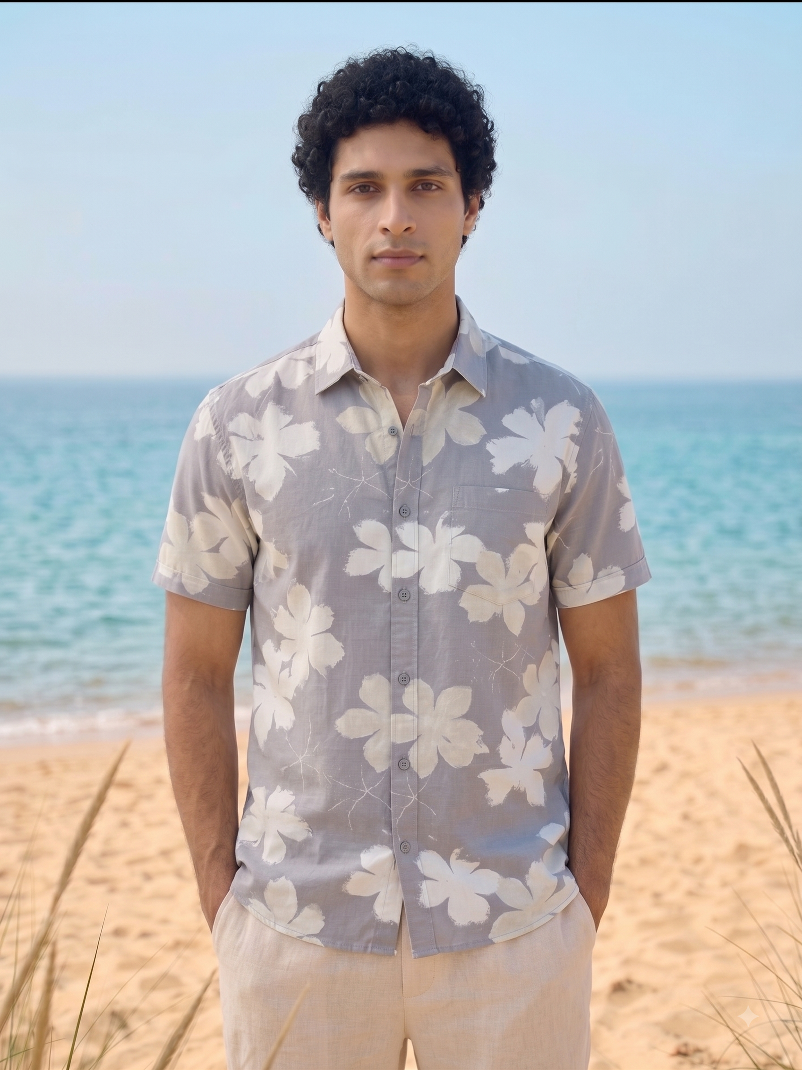 Lavender Floral Shirt for Men