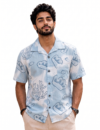 Light Blue Floral Shirt for Men view 1