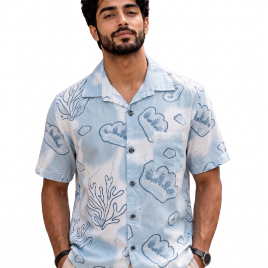 Light Blue Floral Shirt for Men