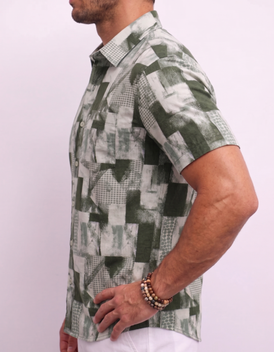 Alternate view of Olive Green Printed Shirt for Men