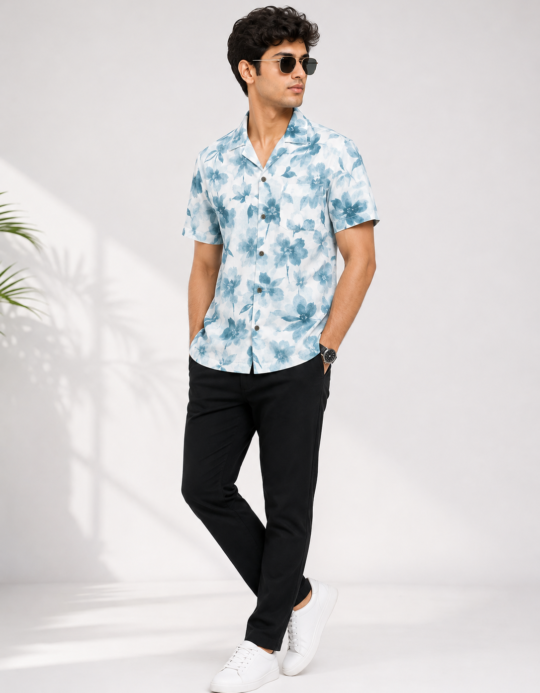 Blue Floral Shirt for Men